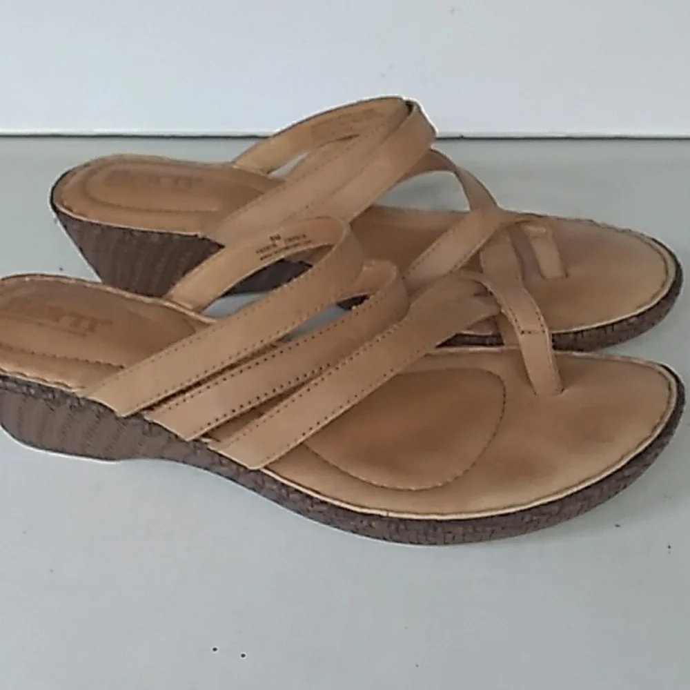 Tan Strappy Comfort‎ Sandals with Cork Sole Summer Casual Flat Slides